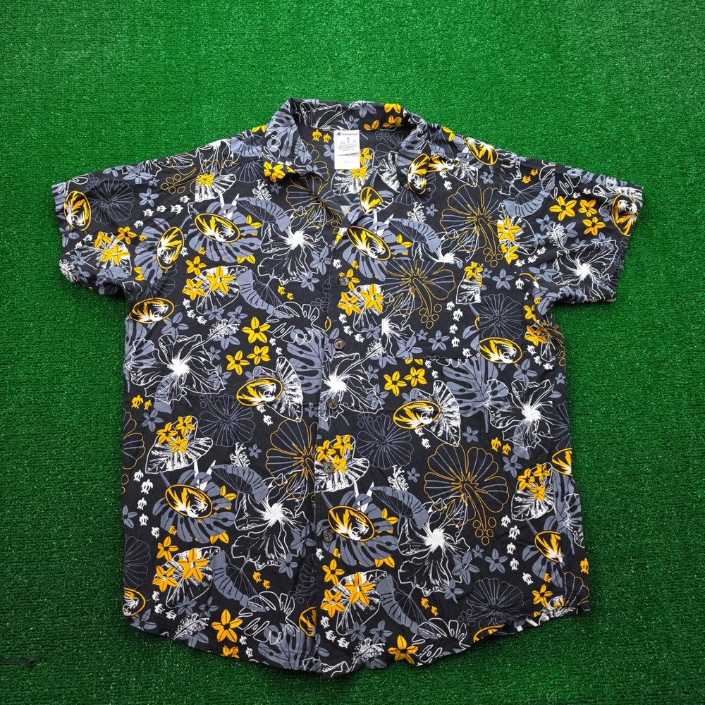 Mizzou Missouri Tigers Champion Hawaiian Floral Camp Shirt Menx XL NCAA Beach